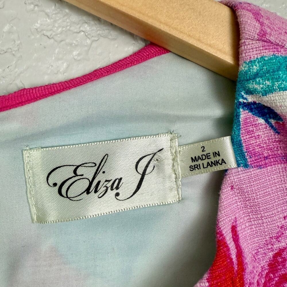 Eliza J Lace Trim Sleeveless Shift Dress 2 Floral Lace Romantic Pink Teal White - Picture 8 of 11